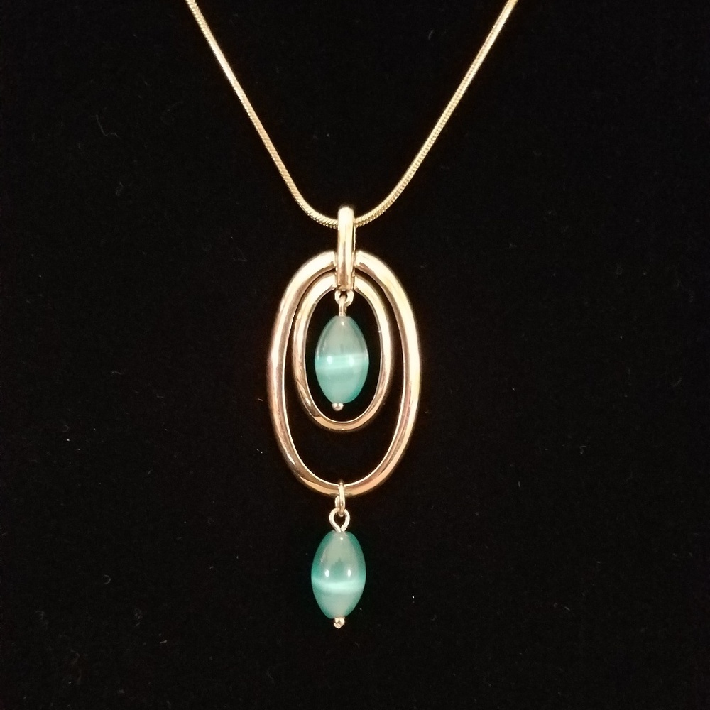 LIA SOPHIA - silver necklace with teal blue glass